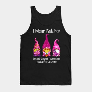 I wear pink for breast cancer awareness peace love cure Tank Top